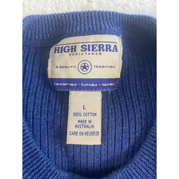 Vintage High Sierra Blue Ribbed‎ Soft Cotton Crewneck Pullover Sweater Mens Sz L - Picture 6 of 7